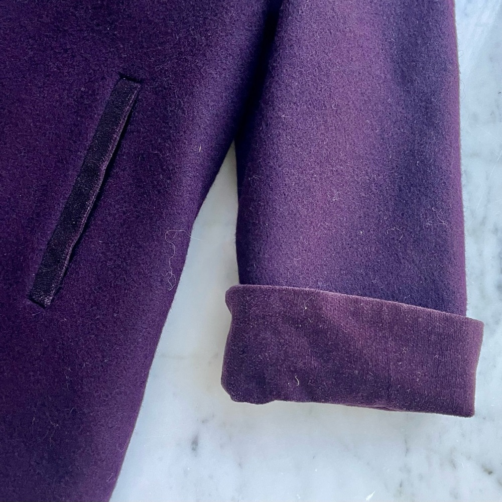 Rothschild vintage wool/velvet pea coat, purple, floral embroidery, 2T, GUC - Picture 5 of 9